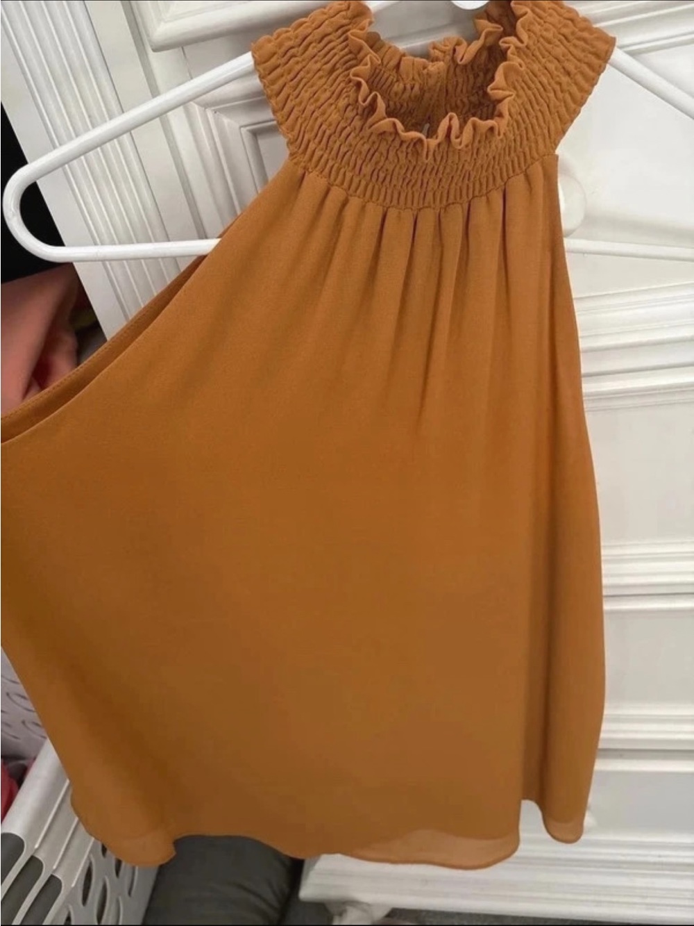 Naked Zebra Mustard Yellow Smocked Halter Top - Size M